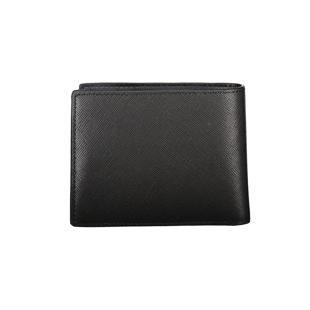 Tommy Hilfiger Black Leather Wallet with double card spaces and contrast details, featuring the logo.