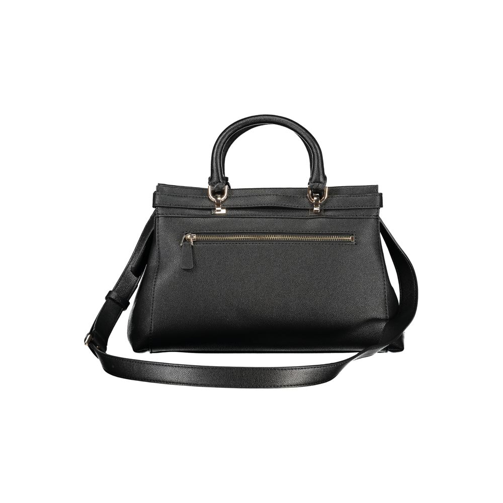 Guess Jeans Black Polyethylene Women Handbag with sleek design and contrasting details, featuring spacious compartments and chic handles.