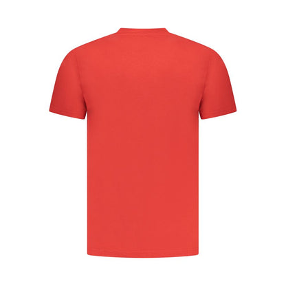 Cavalli Class Red Cotton Men T-Shirt featuring short sleeves and a crew neck for a luxurious casual wear experience.