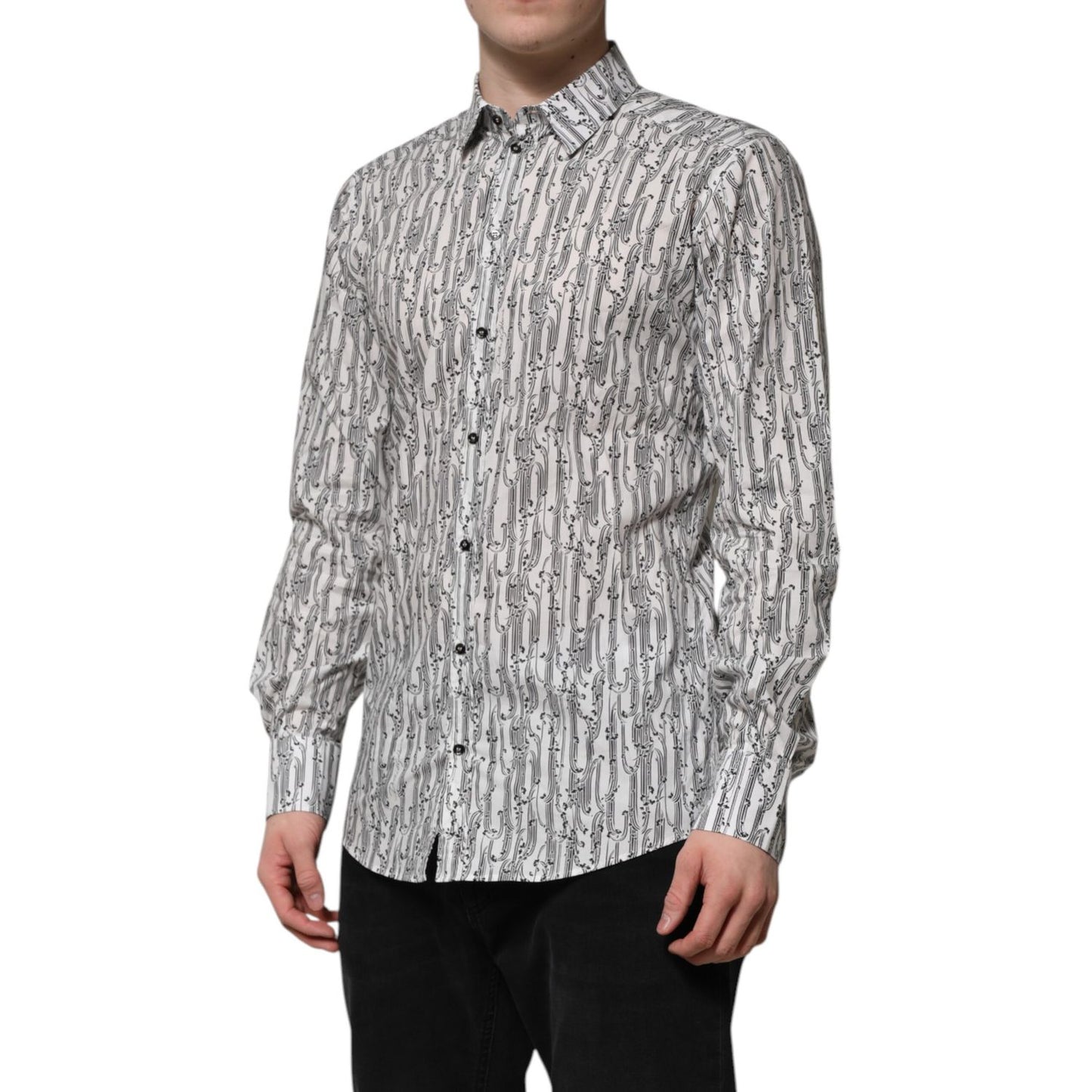 Dolce & Gabbana White Floral Print Casual Long Sleeves Shirt