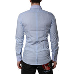 Dolce & Gabbana Blue Cotton GOLD Long Sleeves Men Dress Shirt