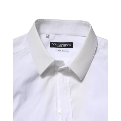 Dolce & Gabbana White Cotton GOLD Long Sleeves Dress Shirt