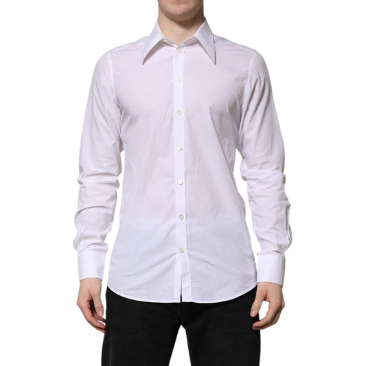 Dolce & Gabbana White Cotton Long Sleeves Dress Shirt TSH906925-40