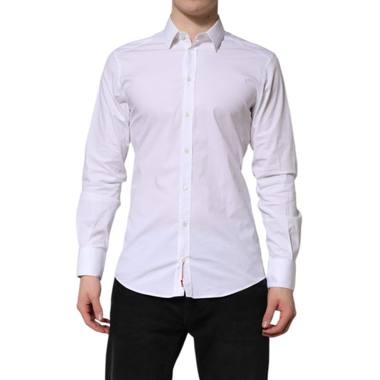 Dolce & Gabbana White Cotton GOLD Long Sleeves Dress Shirt TSH906936-37