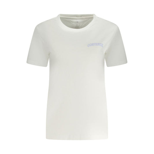Converse White Cotton Women T-Shirt CO-38355-XS