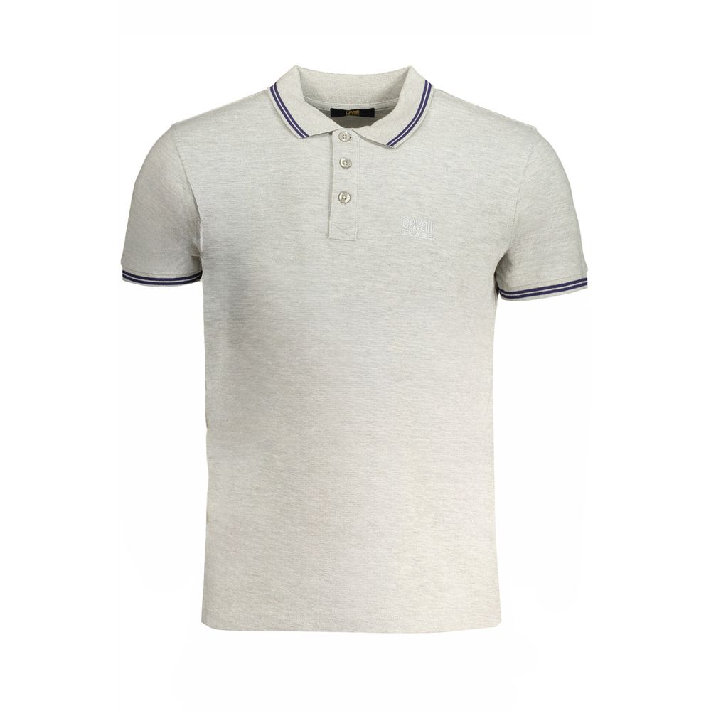 Cavalli Class Brown Cotton Men Polo Shirt with short sleeves, premium cotton material, and iconic embroidery design.