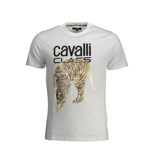 Cavalli Class White Cotton T-Shirt CA-26280-XL