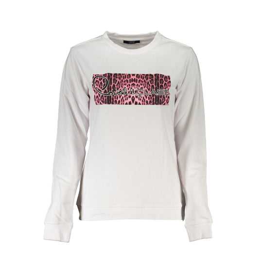 Cavalli Class White Cotton Sweater CA-26745-XS