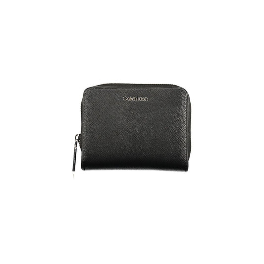 Calvin Klein Black Polyethylene Women Wallet with RFID-blocking, card slots, and sleek design in sophisticated black hue.