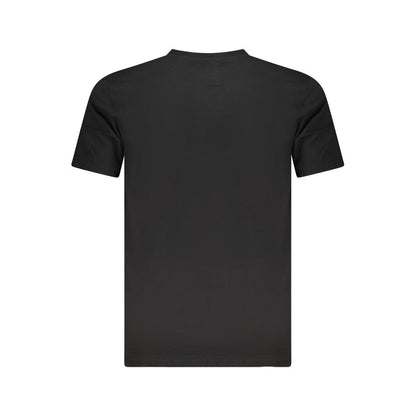 Cavalli Class Black Cotton Men T-Shirt for modern style and comfort, featuring bold print and logo, crafted from premium cotton.