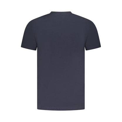 Back view of Cavalli Class Blue Cotton Men T-Shirt showcasing classic style and casual comfort.