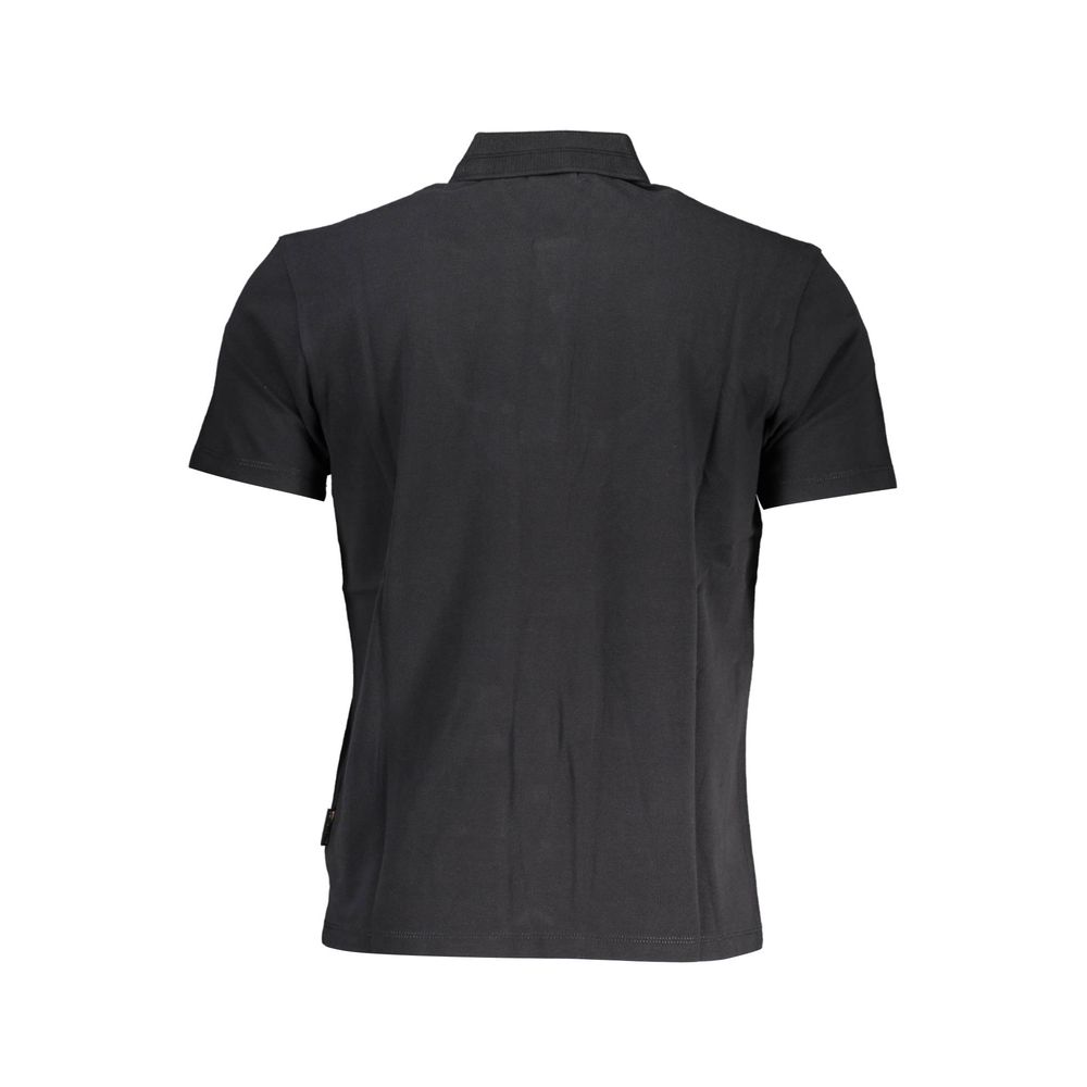 Rear view of Napapijri Black Cotton Men Polo Shirt showcasing sleek design and comfort.