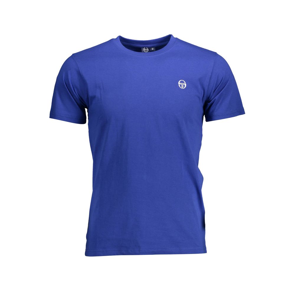 Sergio Tacchini Blue Cotton Men T-Shirt with crew neck and embroidered logo