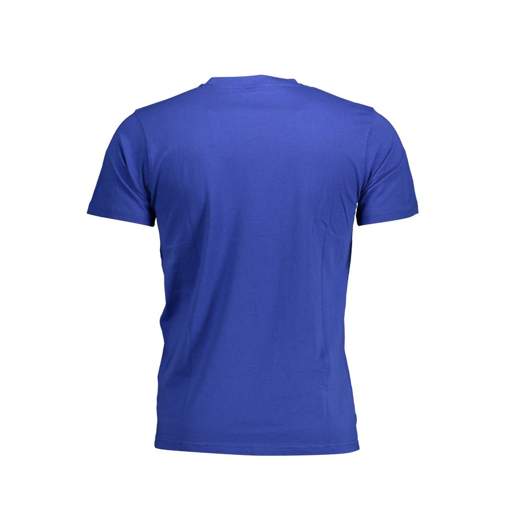 Back view of Sergio Tacchini Blue Cotton Men T-Shirt with crew neck design.