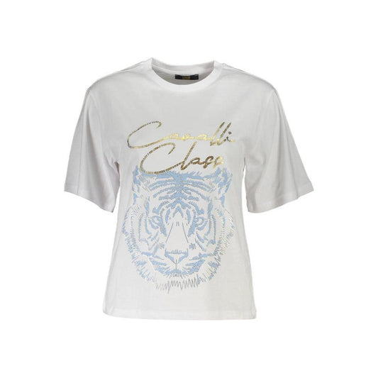 Cavalli Class White Cotton Women Top CA-37371-XS