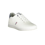 Napapijri White Polyester Men Sneaker featuring sleek design and iconic logo, perfect blend of style and comfort.