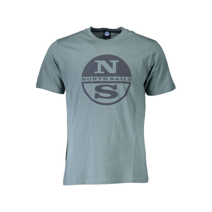 North Sails Green Cotton Men T-Shirt with logo and striking print.