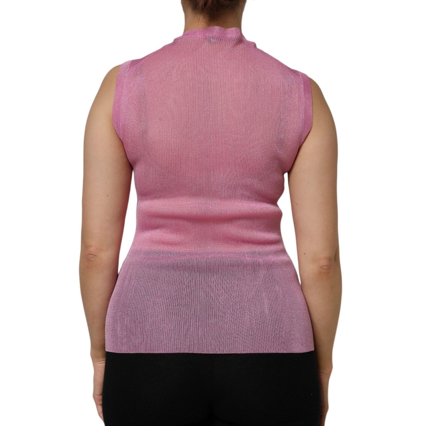 Dolce & Gabbana Pink Polyester Sleeveless Round Neck Tank Top