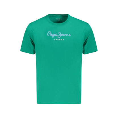Pepe Jeans Green Cotton T-Shirt with logo, regular fit, crew neck, made from 100% sustainable cotton