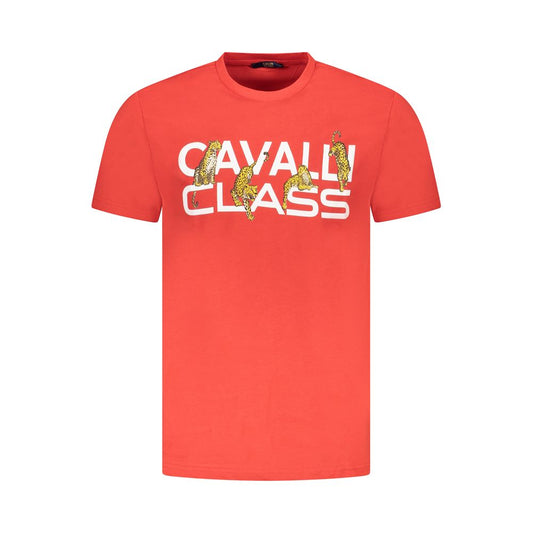 Cavalli Class Red Cotton Men T-Shirt CA-36715-M