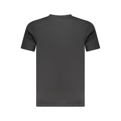 Back view of Cavalli Class Black Cotton Men T-Shirt showcasing minimal design and premium quality material.