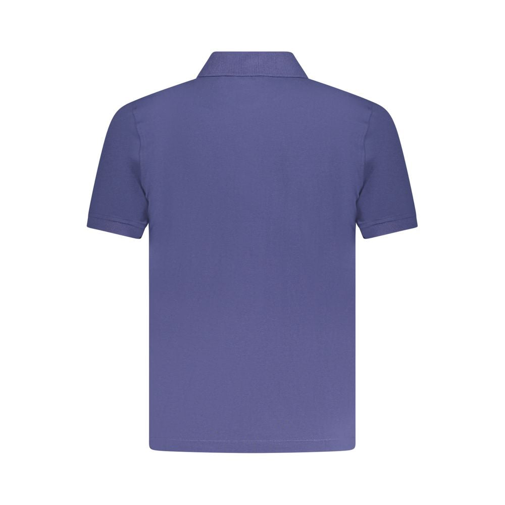 K-WAY Blue Cotton Polo Shirt with short sleeves and 2-button design, featuring a front logo application. Back view of the classic polo.