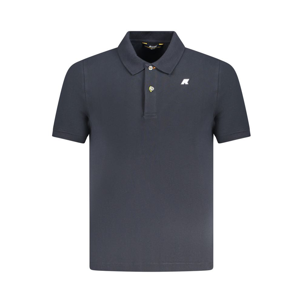 K-WAY Blue Cotton Polo Shirt, short sleeve with 2 buttons and logo application, front view