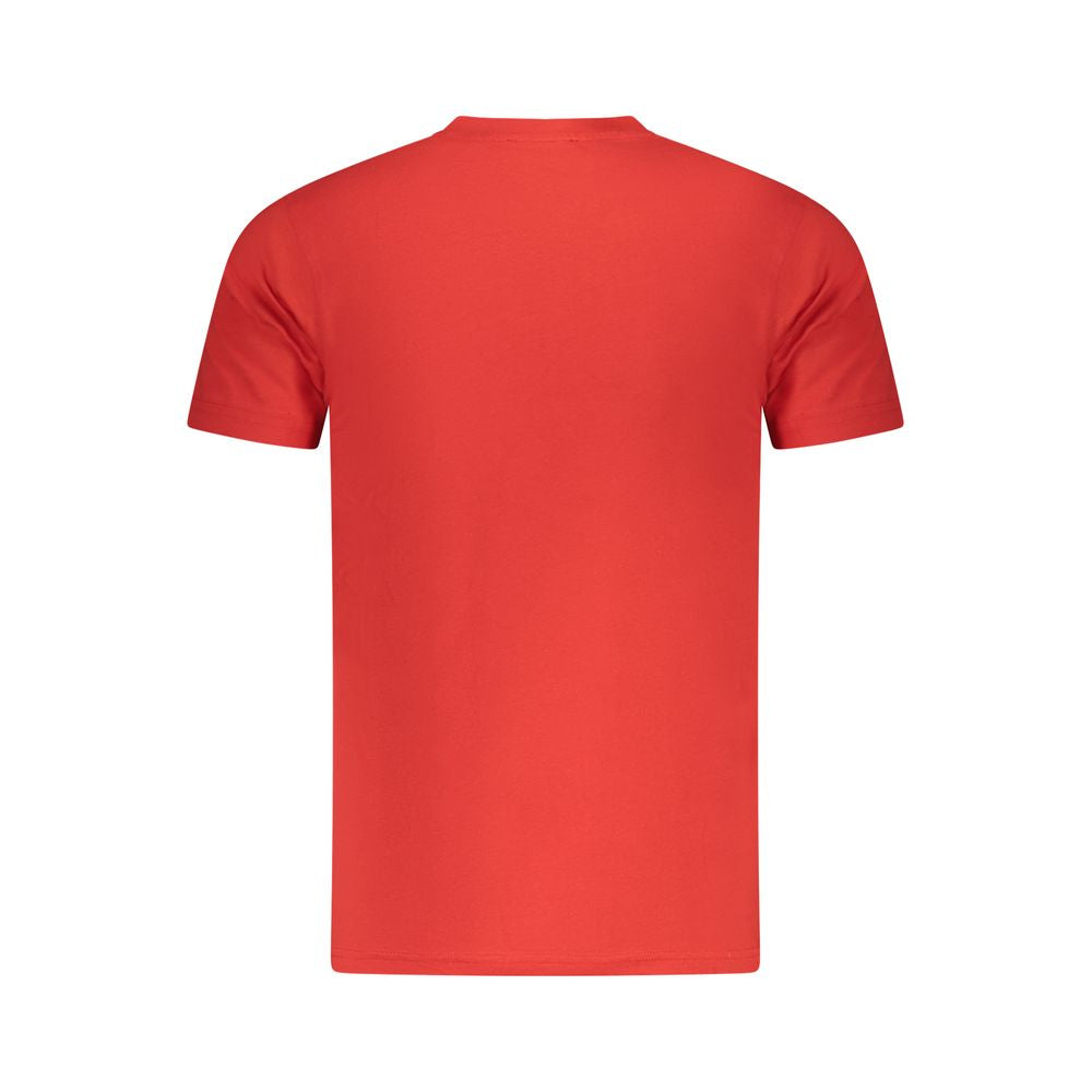 Back view of Cavalli Class Red Cotton Men T-Shirt, showcasing its bold design and luxurious appeal.