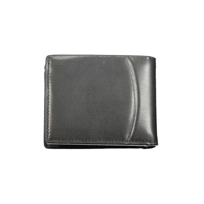 Calvin Klein Black Leather Wallet with RFID blocking, double card spaces, and contrast details