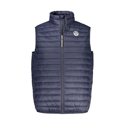 North Sails Blue Polyamide Men Jacket - sleeveless, lightweight, durable with pockets, urban style.