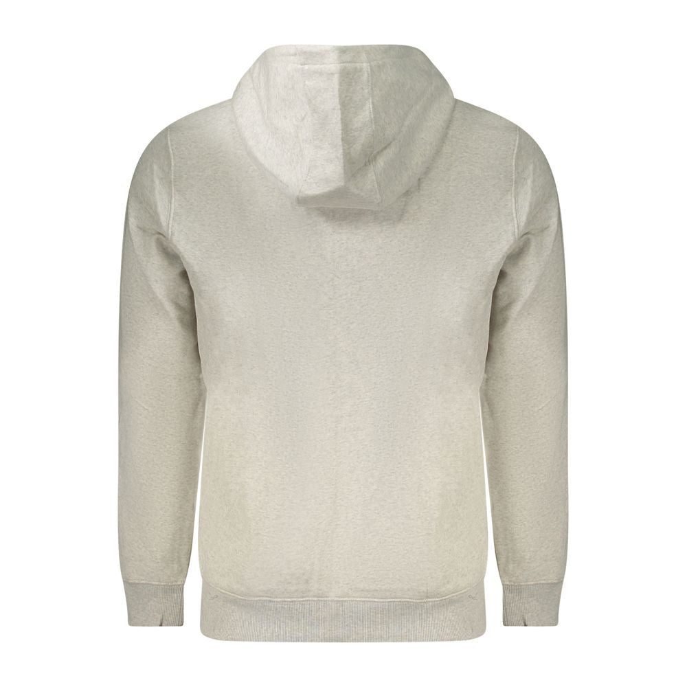 Back view of Tommy Hilfiger Gray Cotton Men Sweater with hoodie, showcasing long sleeves and versatile style.