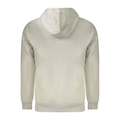 Back view of Tommy Hilfiger Gray Cotton Men Sweater with hoodie, showcasing long sleeves and versatile style.