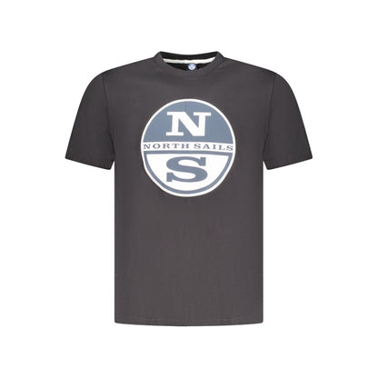 North Sails Black Cotton Men T-Shirt with logo, short sleeves, crew neck design, made of 100% cotton, ideal for casual wear.