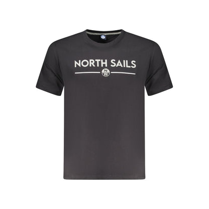 North Sails Black Cotton Men T-Shirt with logo print on front