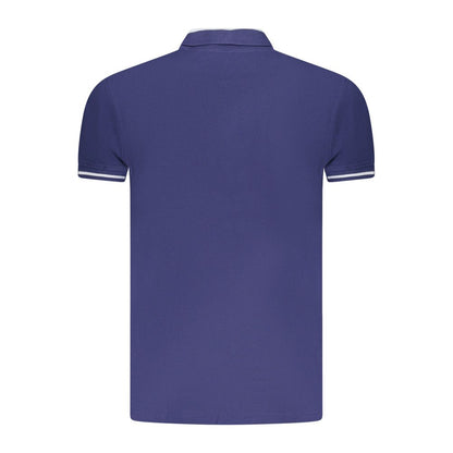 Cavalli Class Blue Cotton Men Polo Shirt, back view with contrasting details showcasing elegance and style for trendsetters.