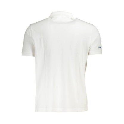 Back view of La Martina White Cotton Men Polo Shirt with short sleeves