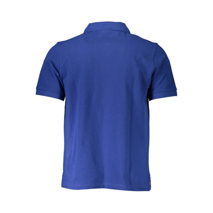 Back view of North Sails Blue Cotton Men Polo Shirt showcasing classic design and iconic logo.