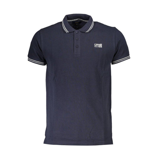 Cavalli Class Blue Cotton Men Polo Shirt CA-38160-M