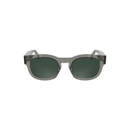 Calvin Klein Gray Acetate Women Sunglasses with smoky lenses and round design showcasing contemporary elegance.