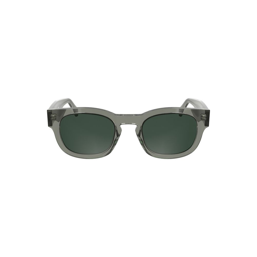 Calvin Klein Gray Acetate Women Sunglasses with round lenses and smoky finish, showcasing elegant modern design with logo detailing.
