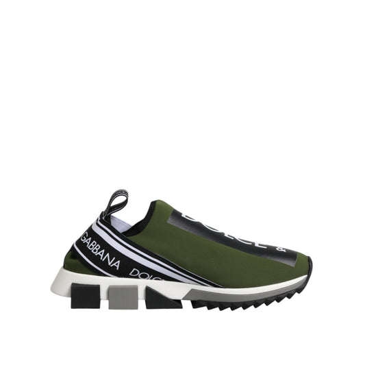 Dolce & Gabbana Green Black Slip On Sorrento Sneakers Shoes