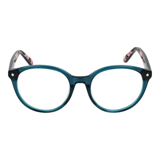 Ted Baker Green Women Glasses Frame, full-rim round style, plastic material, size 51-18-140, green color, demo lenses included.