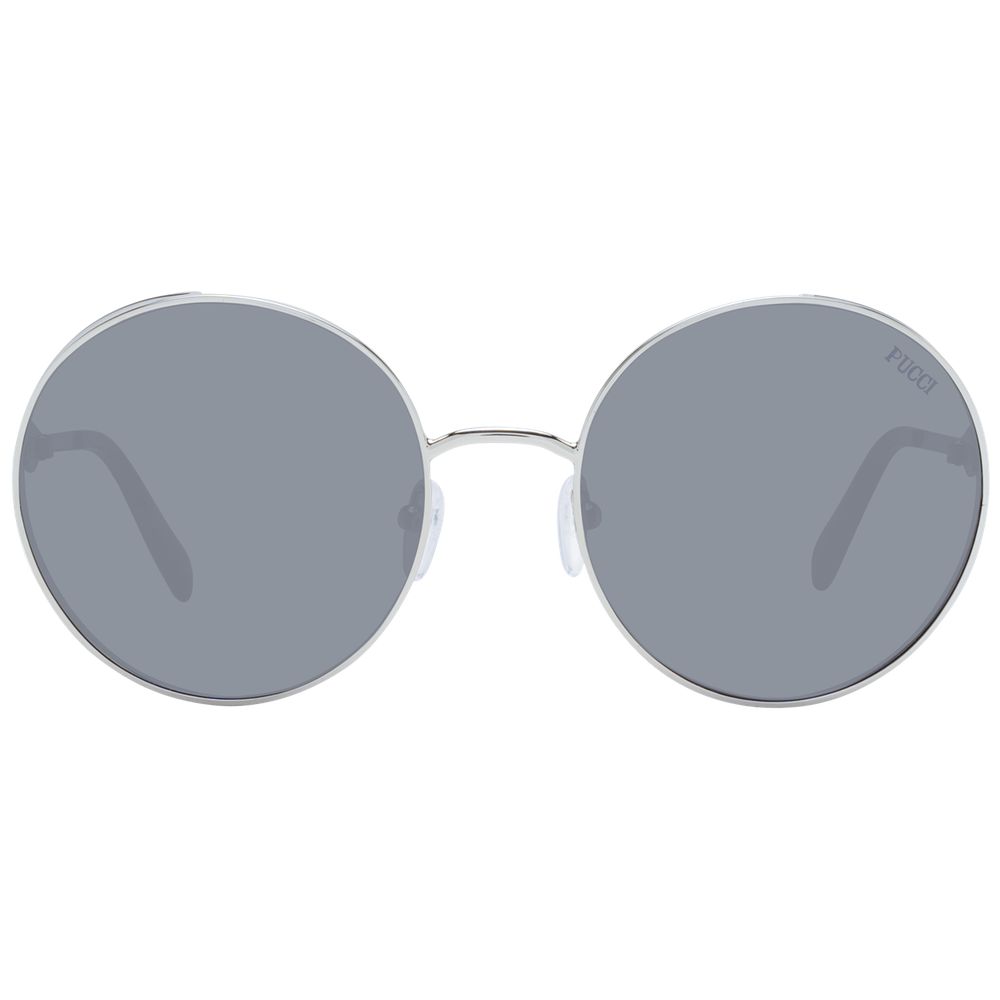 Alt Tag: Emilio Pucci Gray Women Sunglass, round full-rim metal frame, grey lenses, 100% UVA & UVB protection.