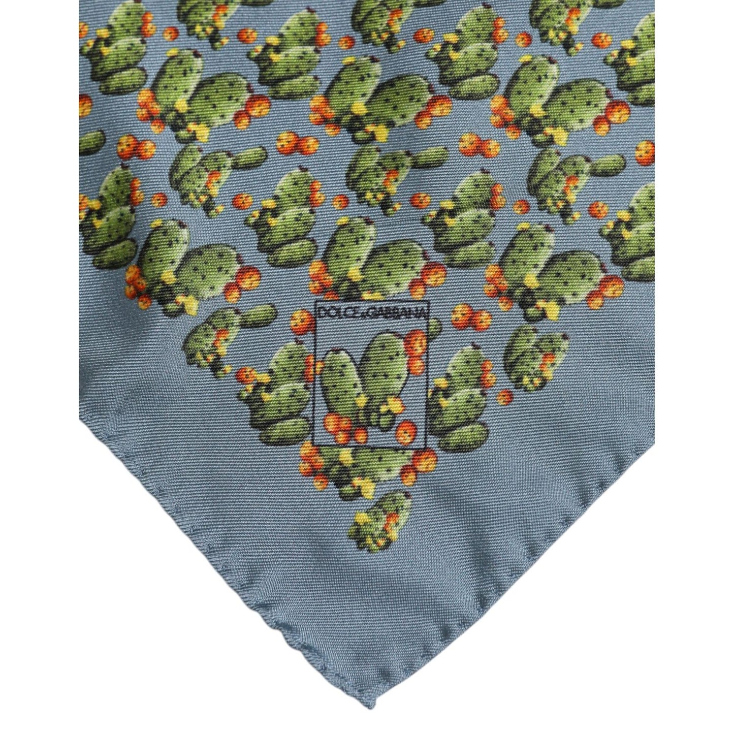 Dolce & Gabbana Gray Green Cactus Print Square Foulard Scarf