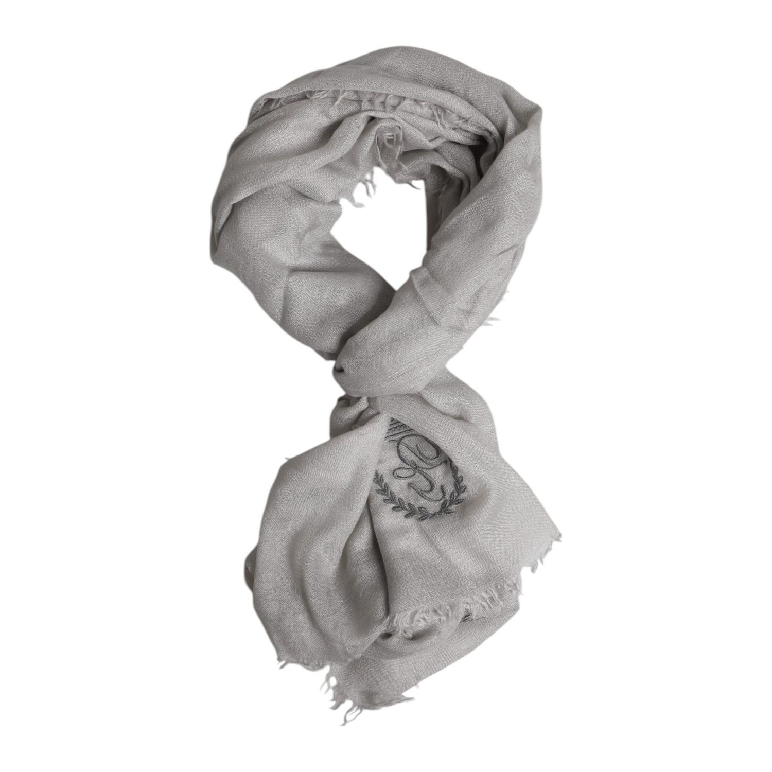 Dolce & Gabbana Gray DG Crown Neck Warmer Wrap Shawl Scarf