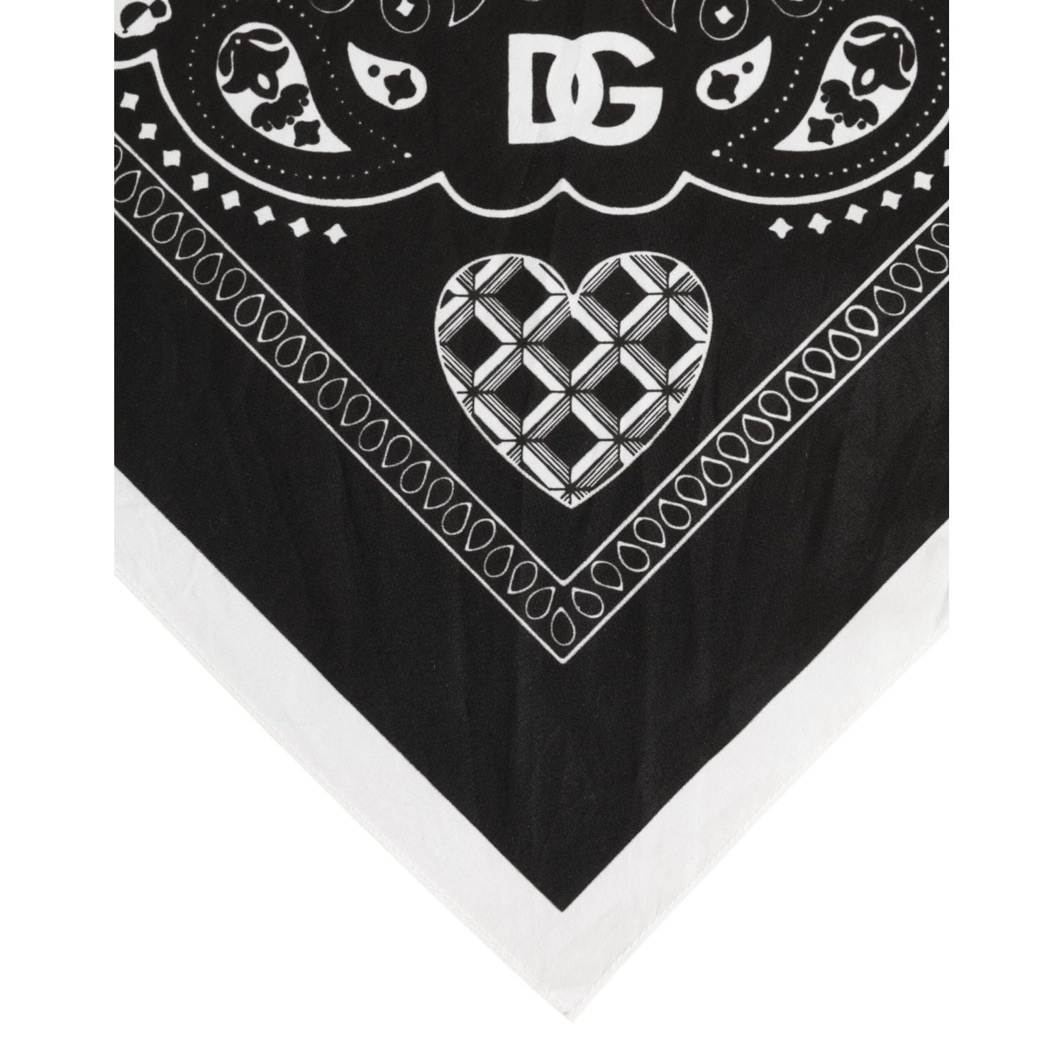 Dolce & Gabbana Black White Bandana Square Men Foulard Scarf