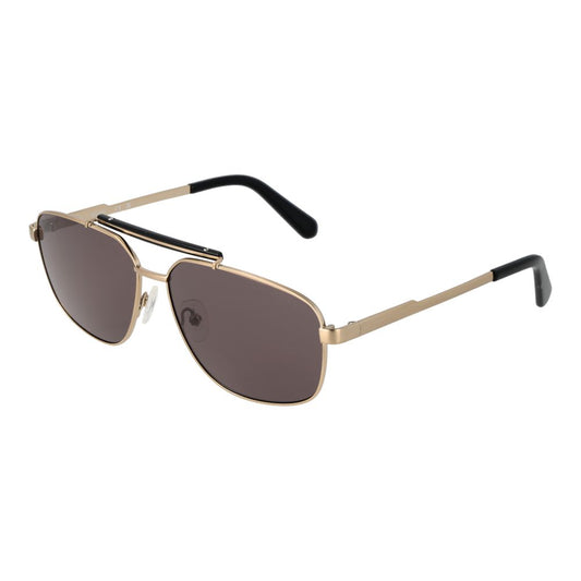 Alt Tag: Guess Gold Men Sunglass, gold full-rim aviator with brown lenses, metal frame, UVA & UVB protection, includes branded case.