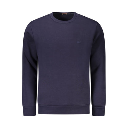 Rifle Blue Cotton Men Sweater with logo, crew neck, long sleeves, showcasing casual sophistication and high-quality craftsmanship.