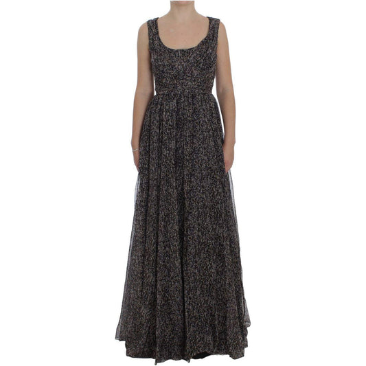 Dolce & Gabbana Dark Silk Shift Gown Full Length Dress Dolce & Gabbana