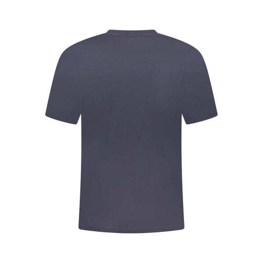 Back view of K-WAY Blue Cotton Men T-Shirt showcasing sleek design and premium cotton fabric.